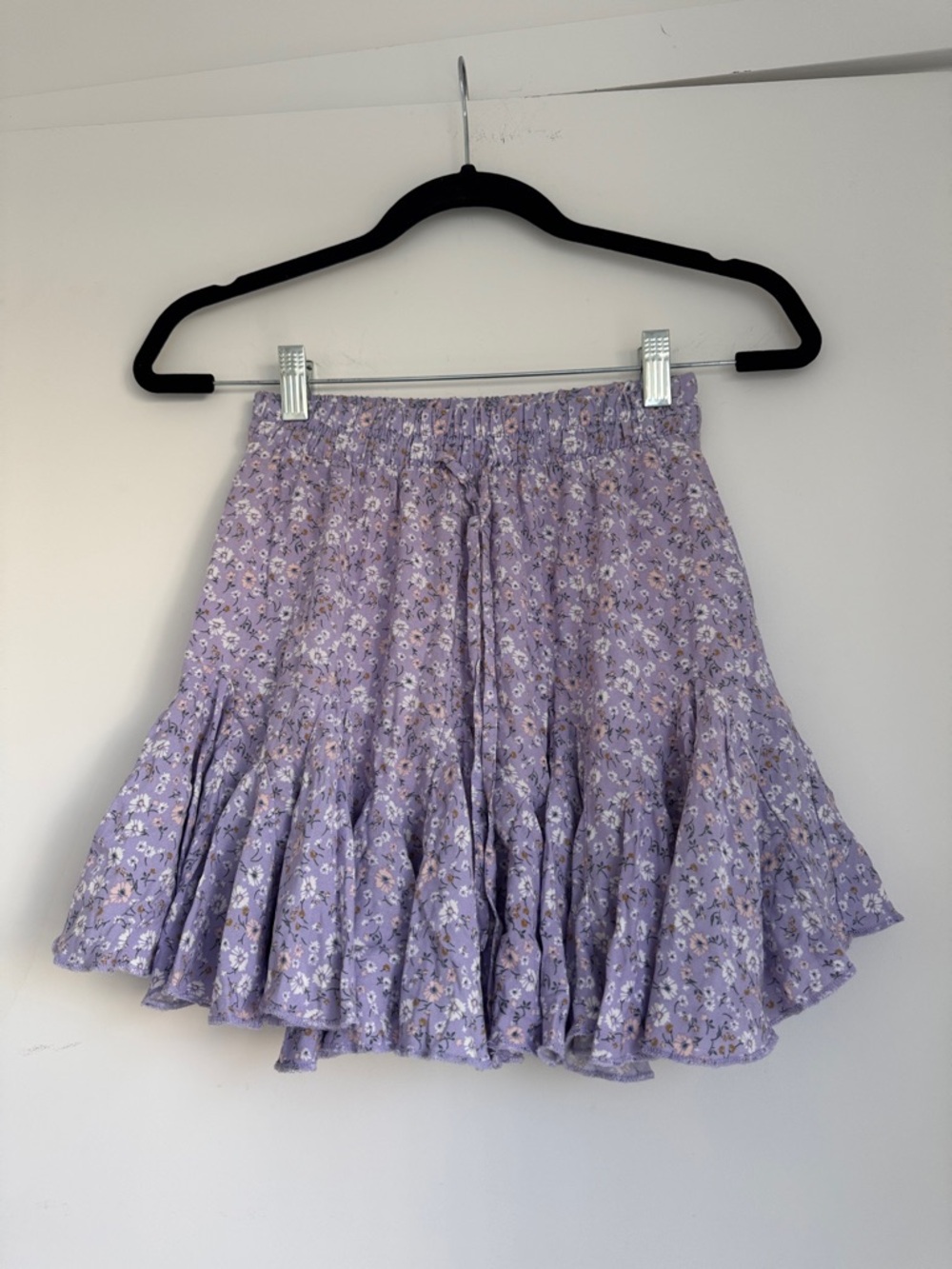 Floral Lavender Tiered Mini Skirt